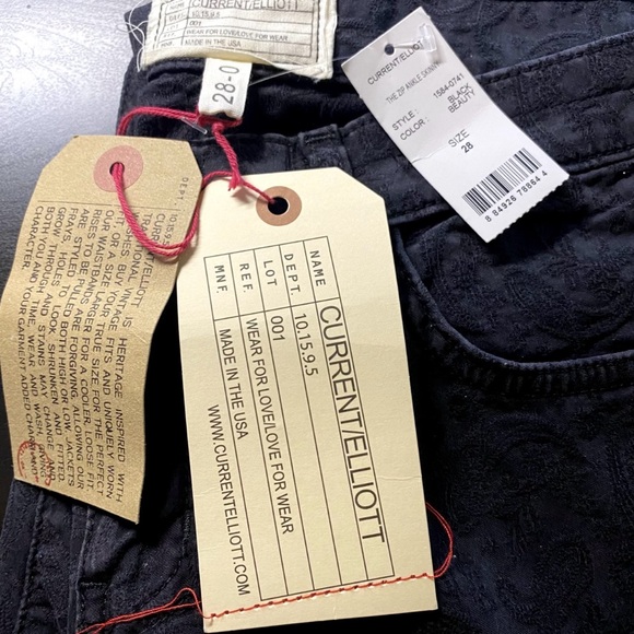 NWT CURRENT/ELLIOTT Wash Black Zip Ankle Skinny Jean Pants Made in USA MSRP $218 - Picture 15 of 16